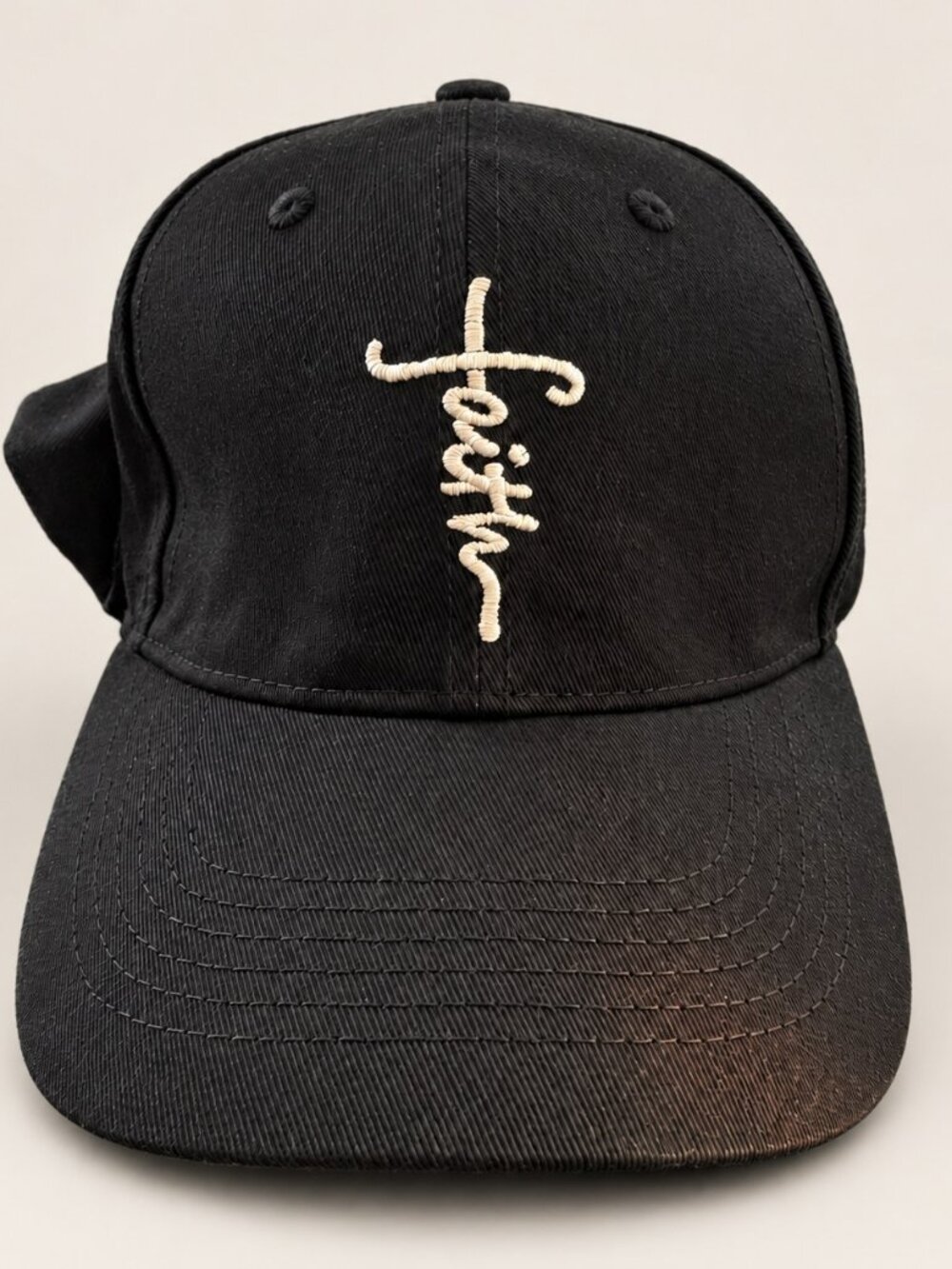 3 Nails 1 Cross Black Faith Embroidered Adjustable Baseball Cap